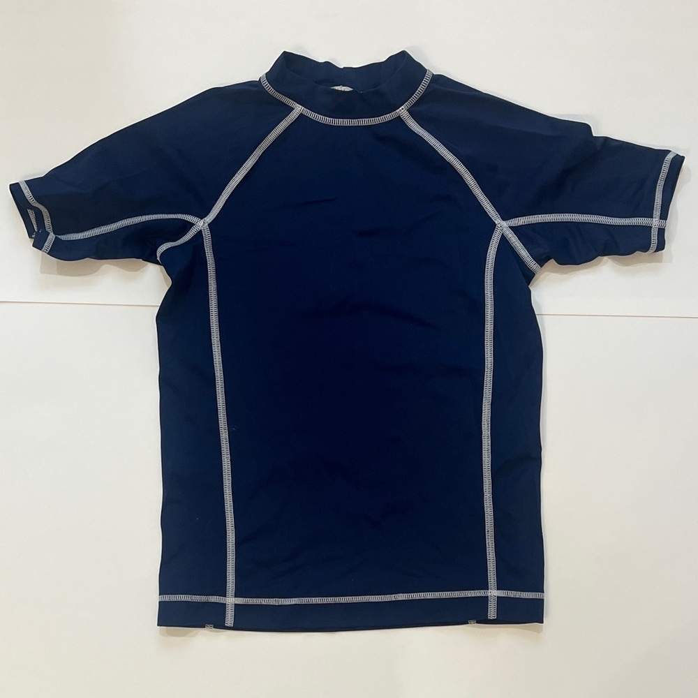Lands End Navy Blue Short Sleeve Rash Guard